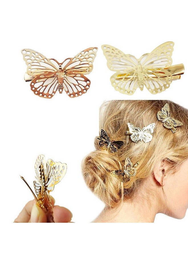 Yueton Pack Of 2 Golden Butterfly Hair Clip Hair Accessories Bride Headwear Hair Clips - Image 1
