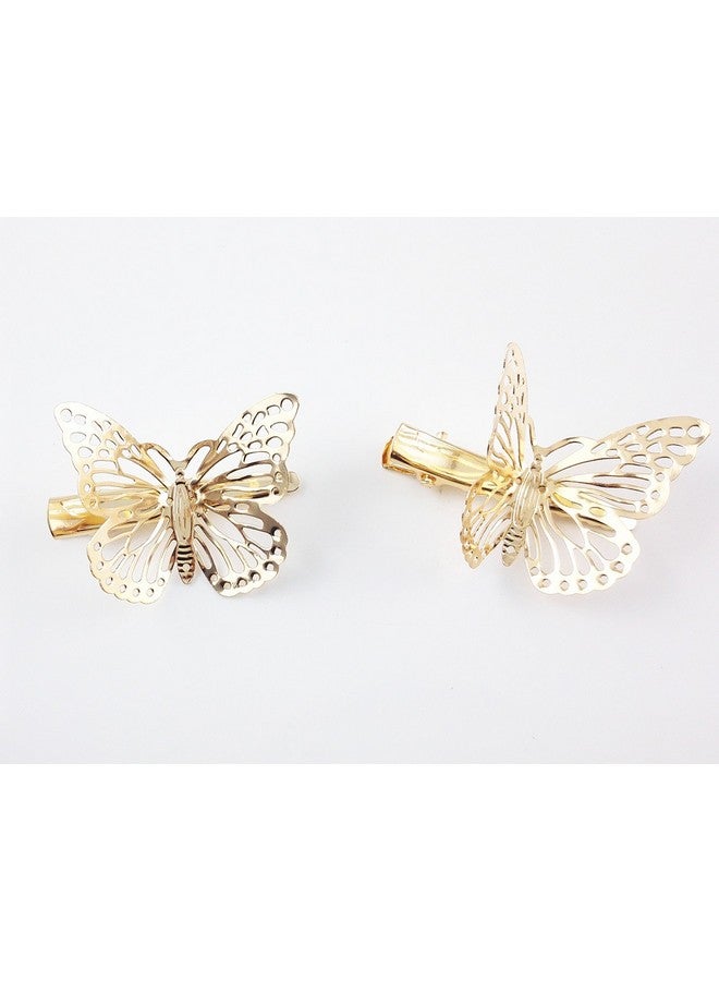 Yueton Pack Of 2 Golden Butterfly Hair Clip Hair Accessories Bride Headwear Hair Clips - Image 2