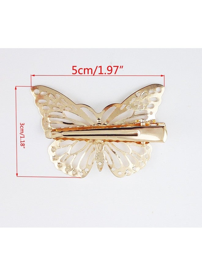 Yueton Pack Of 2 Golden Butterfly Hair Clip Hair Accessories Bride Headwear Hair Clips - Image 4
