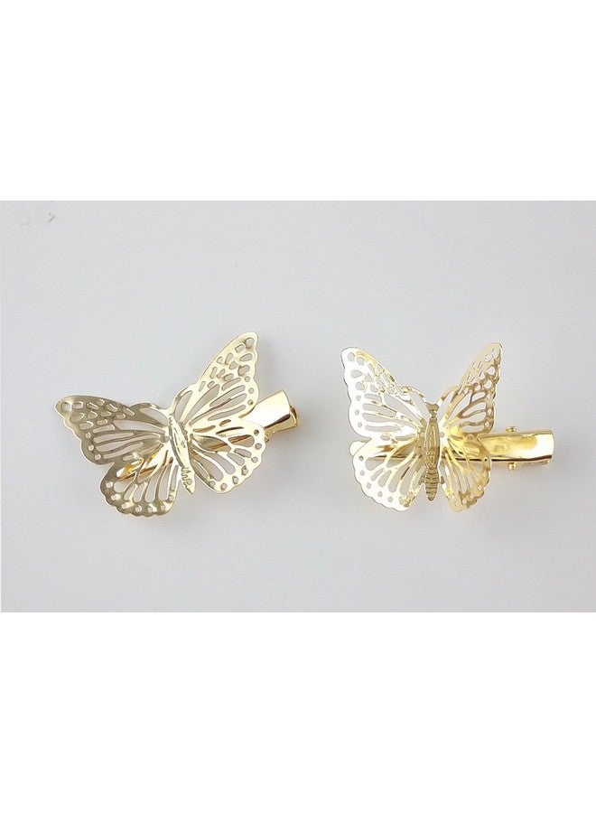 Yueton Pack Of 2 Golden Butterfly Hair Clip Hair Accessories Bride Headwear Hair Clips - Image 3