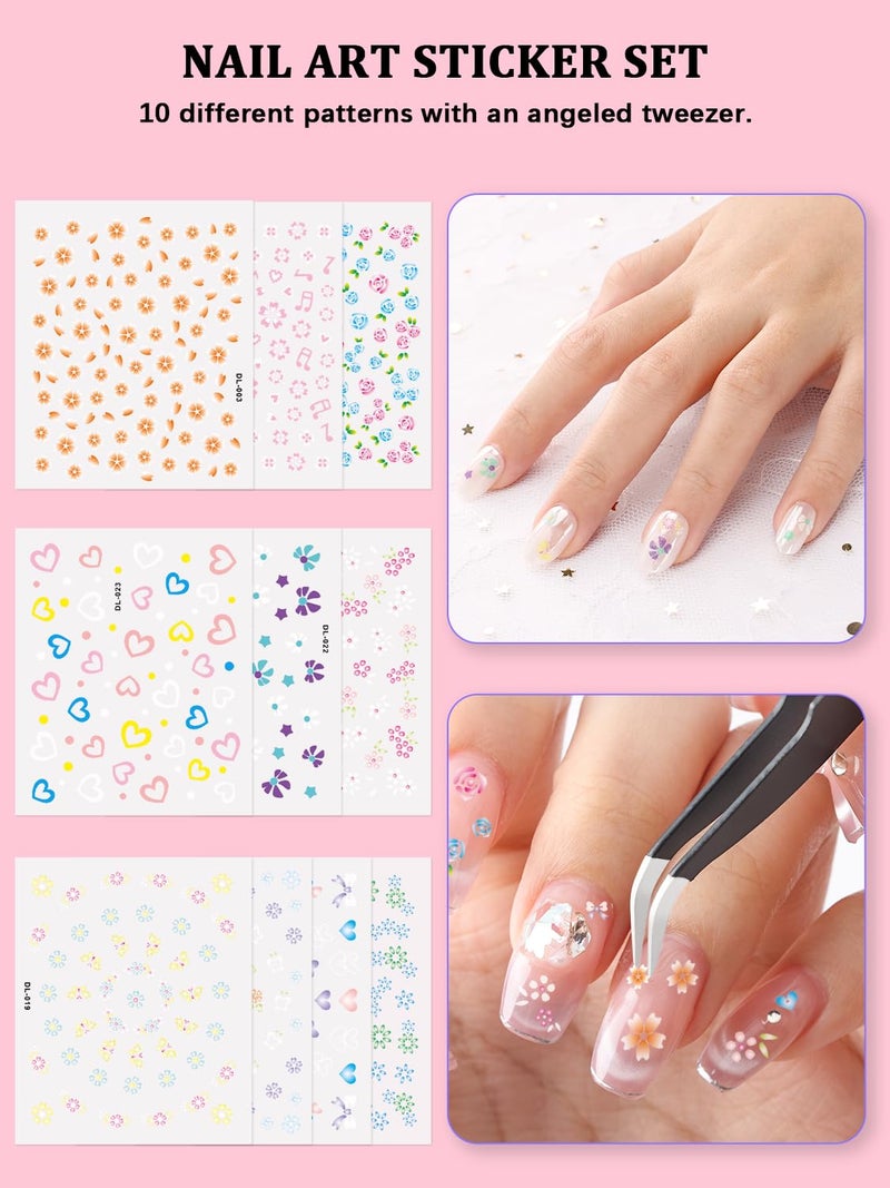 YOOVR Nail Art Kit, Nail Art Tools, Nail Design Tools, Nail Art Brushes Decoration Kit, Nail Dotting Tool, Nail Kit for Beginners, Chrome Nail Powder, Nail Stickers, Nail Rhinestones, Nail Charms Gems - Image 5