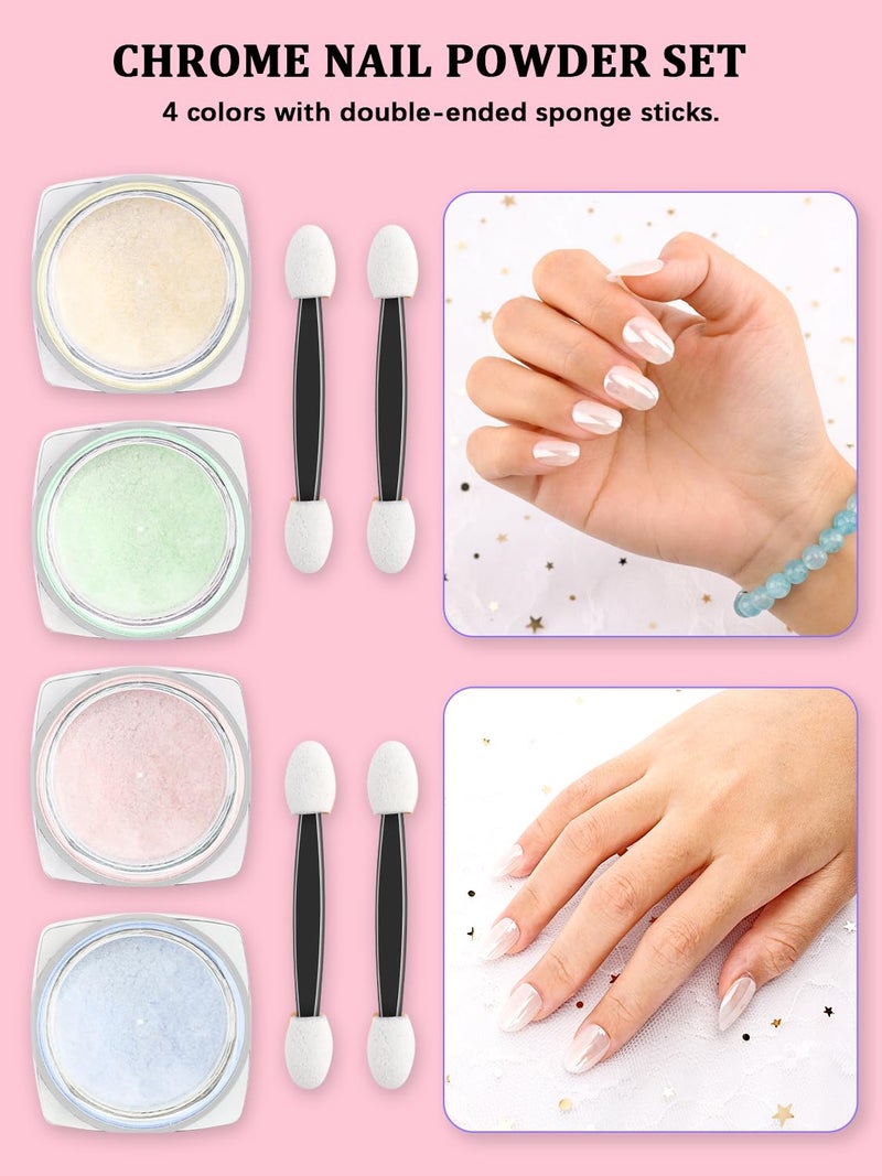 YOOVR Nail Art Kit, Nail Art Tools, Nail Design Tools, Nail Art Brushes Decoration Kit, Nail Dotting Tool, Nail Kit for Beginners, Chrome Nail Powder, Nail Stickers, Nail Rhinestones, Nail Charms Gems - Image 4