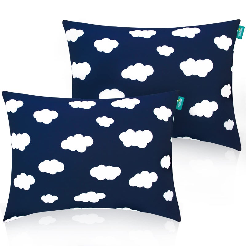 Biloban Toddler Pillow for Sleeping, Kid Pillow 14" x 19" for Small Travel Bed, Nap Pillows, Soft & Skin-Friendly Small Pillows for Sleeping, Toddler Use Only, Age 2 to 5 (Navy Cloud) - Image 2
