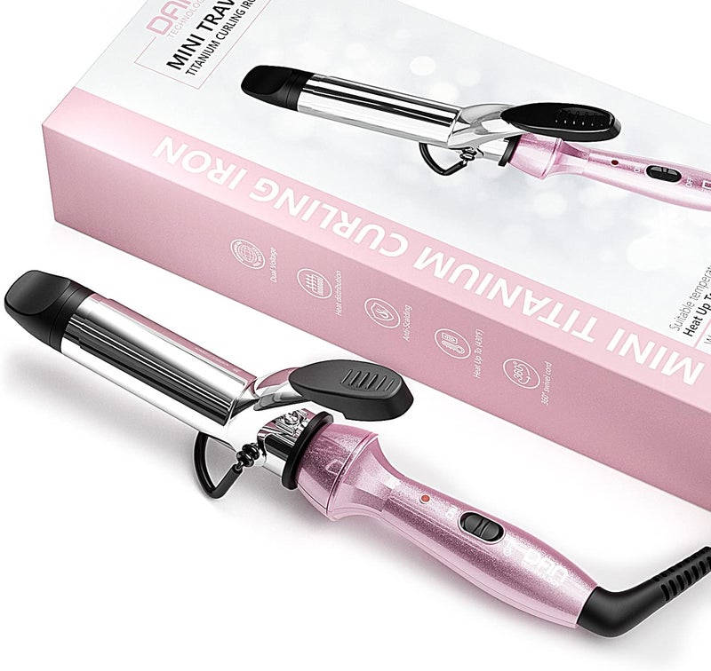 DAN Technology Travel Mini Curling Iron Dual Voltage Curling Iron up to 450F for Short HairNano  Titanium Barrels  30s PTC Fast Heating