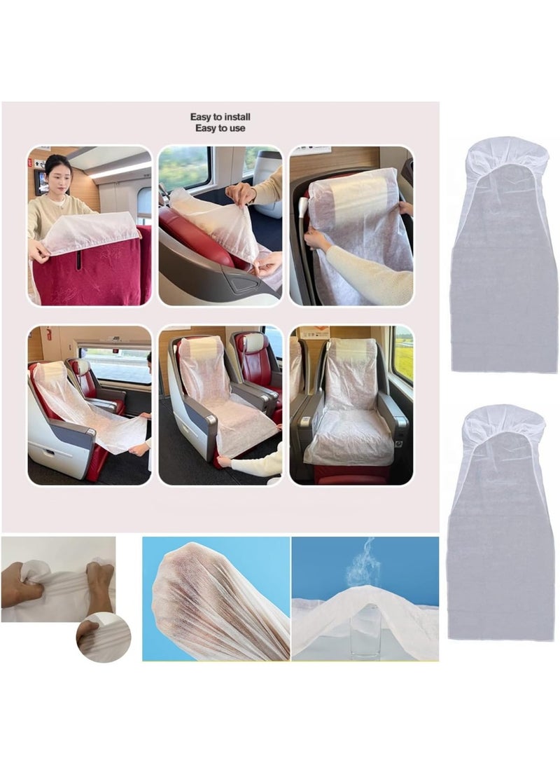 Jorunb 10 Pack Airplane Seat Covers with Armrest Sleeve Non-Woven Fabric Disposable Public Seat Cover for Travel Trip BusTrain Seat Rental Car Plane Office Movie Theatre Cinema Oversea Flight - Image 2