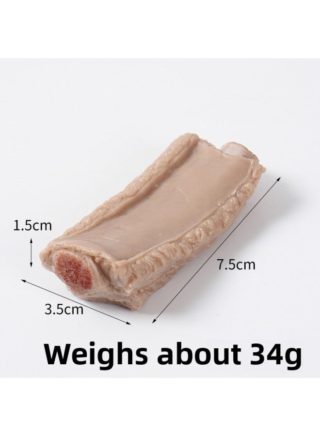 PVC Simulation Ribs Model Creative Simulation Food Play Key Chain Bag Pendant Simulation Food Row Pendant-Color:Long Steamed Ribs (model)-Specifications:7.5cm*3.5cm  - Image 1