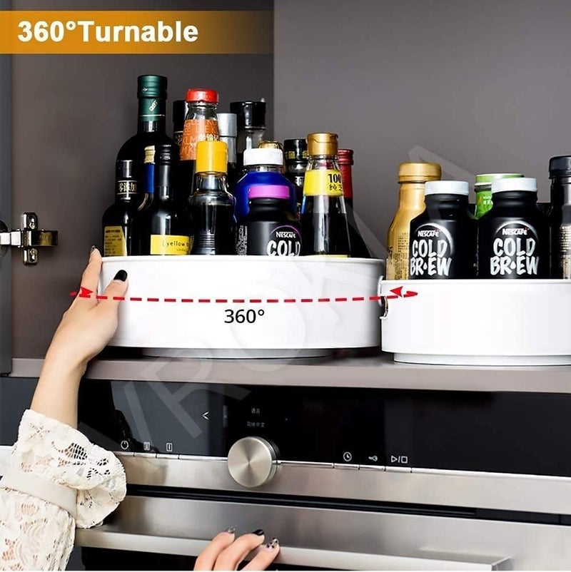 AUGEN AUGEN 360° Rotating Organizer Tray Multi- Function Rotating Tray/Kitchen Organizer/Cosmetics Organizer/Medicine Organizer/Pantry Organizer (Off-White)  - Image 2