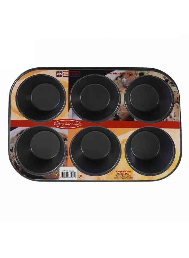 Home Maker AVCI Non-Stick Easy to Clean- 6 Large Cups Muffin Pan - Image 3
