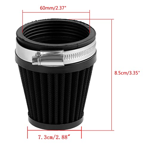 Mtsooning Motorcycle Pod Air Filter, 2.36" Round Tapered Intake Cleaner, Inlet Truck Cold Cone Replacement for Honda Kawasaki Suzuki ATV Kart Dirt Pit Bike - Image 4