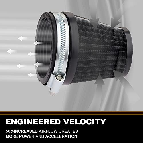 Mtsooning Motorcycle Pod Air Filter, 2.36" Round Tapered Intake Cleaner, Inlet Truck Cold Cone Replacement for Honda Kawasaki Suzuki ATV Kart Dirt Pit Bike - Image 3
