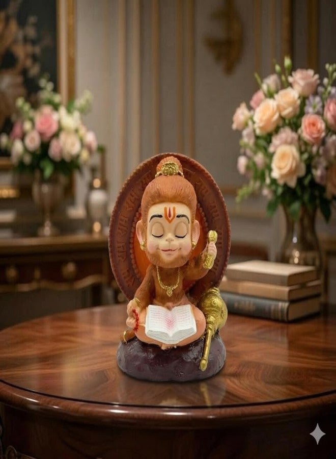 Tiny Shiny Bal Hanuman Idol for Home Pooja & Mandir | Cute Baby Hanuman Ji Polyresin Murti for Car Dashboard, Spiritual Decor, Meditation & Gift Purpose - Image 5