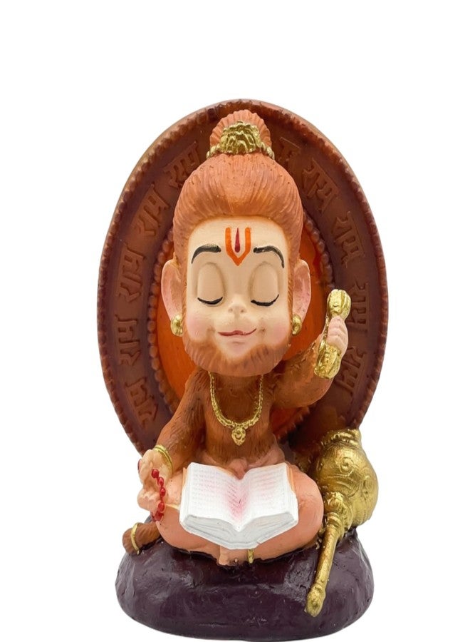 Tiny Shiny Bal Hanuman Idol for Home Pooja & Mandir | Cute Baby Hanuman Ji Polyresin Murti for Car Dashboard, Spiritual Decor, Meditation & Gift Purpose - Image 1