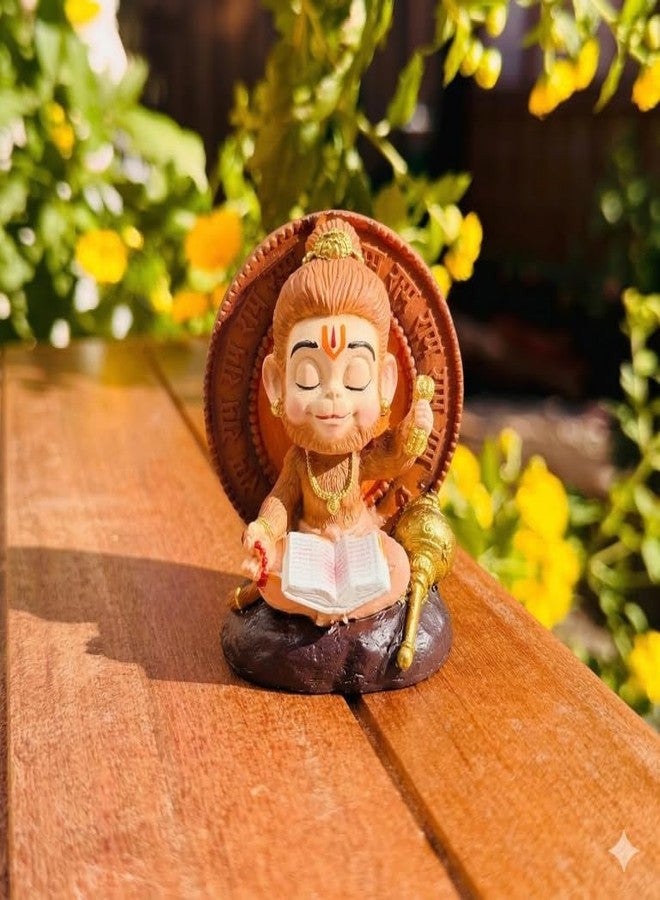 Tiny Shiny Bal Hanuman Idol for Home Pooja & Mandir | Cute Baby Hanuman Ji Polyresin Murti for Car Dashboard, Spiritual Decor, Meditation & Gift Purpose - Image 4