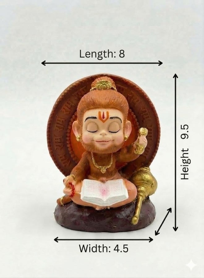 Tiny Shiny Bal Hanuman Idol for Home Pooja & Mandir | Cute Baby Hanuman Ji Polyresin Murti for Car Dashboard, Spiritual Decor, Meditation & Gift Purpose - Image 2