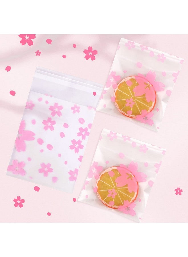 NUOMI Resealable Cellophane Bags Self-Adhesive Frosting Cherry Blossoms Bags 100Pieces Good For Bakery Candy, Cookie, Soap, Candle Gift Wraping Storage 3.1"X4" - Image 4