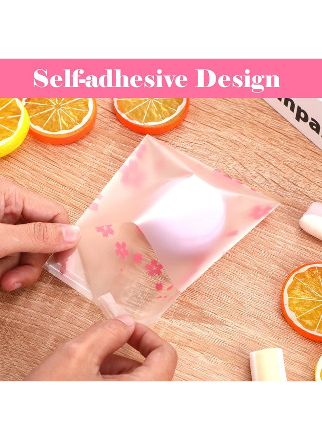 NUOMI Resealable Cellophane Bags Self-Adhesive Frosting Cherry Blossoms Bags 100Pieces Good For Bakery Candy, Cookie, Soap, Candle Gift Wraping Storage 3.1"X4" - Image 5