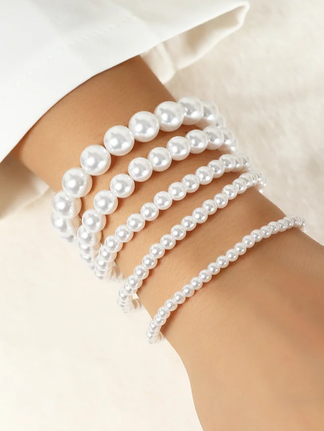 تايك تو Take Two Set of 5 - Embellished Faux Pearl Bracelet