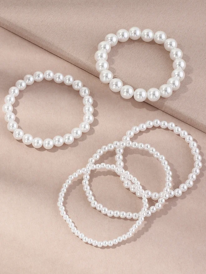 تايك تو Take Two Set of 5 - Embellished Faux Pearl Bracelet