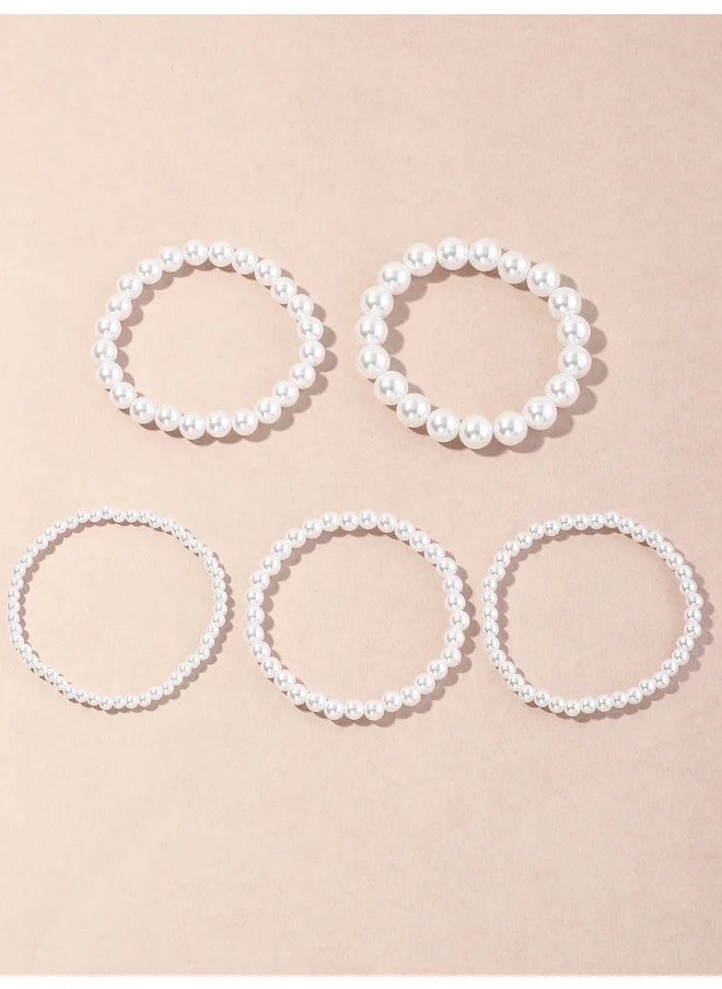 تايك تو Take Two Set of 5 - Embellished Faux Pearl Bracelet