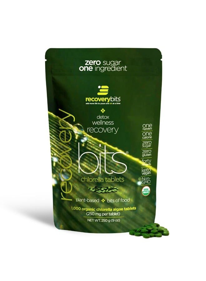ENERGYBITS RECOVERYbits - Organic Chlorella Tablets - Plant-Based Algae Superfood - Chlorophyll - Cracked Cell Wall - Energy - Immune System - Detox - Keto - Vegan - Non-GMO - Large Bag - 1000 Tablets - Image 1