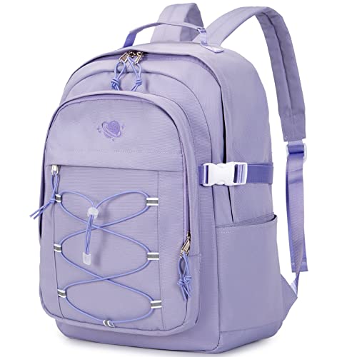 mygreen Lightweight School Backpack Casual Daypack for Teen Girls Women Water Resistant Travel College Purple - Image 1