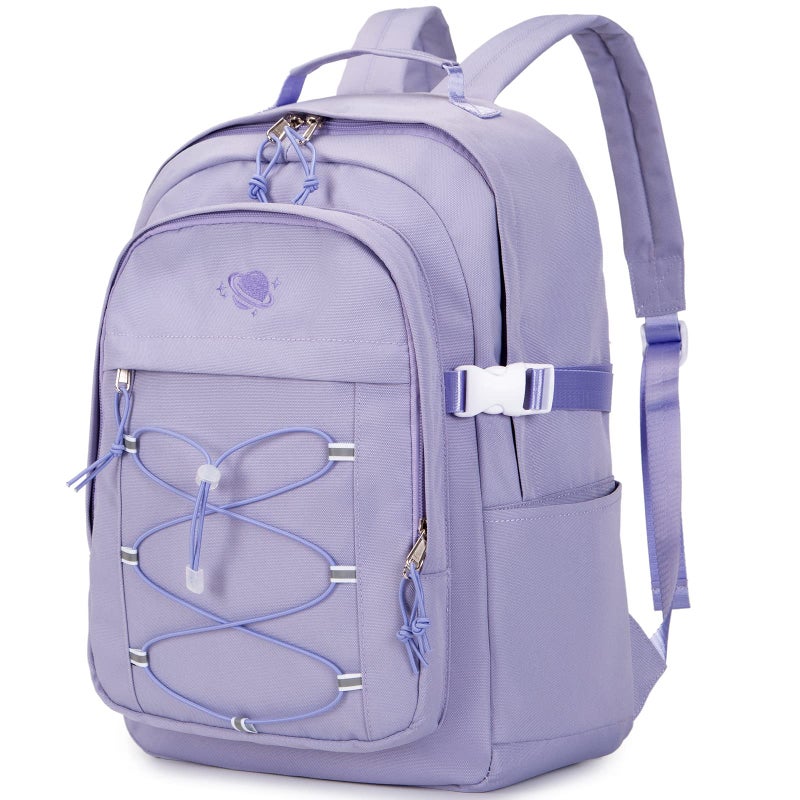 mygreen Lightweight School Backpack Casual Daypack for Teen Girls Women Water Resistant Travel College Purple - Image 2