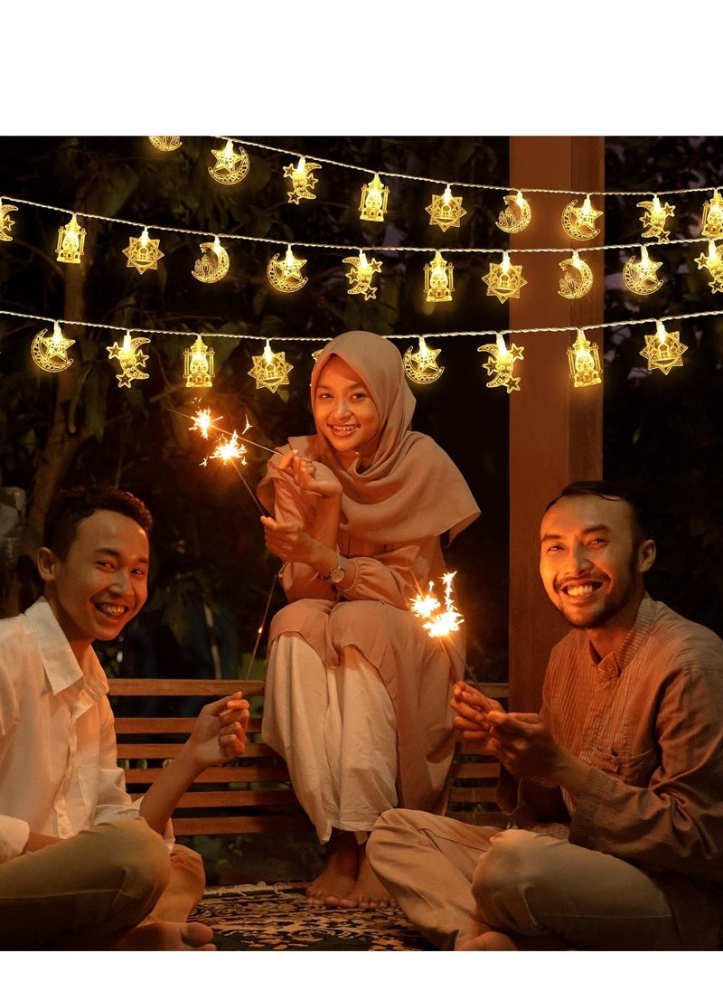 Generic - Star and Moon LED String Lights for Ramadan Decorations,6M 40 LED Half Moon Star LED String Lights for Ramadan Decorations - Image 1