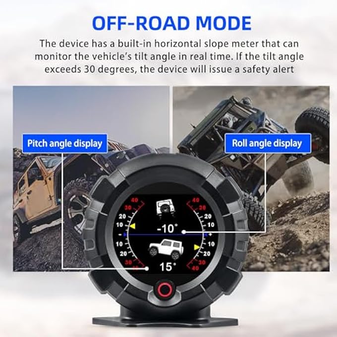 Azonee Gps Speedometer Inclinometer OffRoad Angle Meter Slope Meter Altimeter Tilt Sensor Overspeed Alarm For Car Suv 4X4 And Outdoor Adventures - Image 5