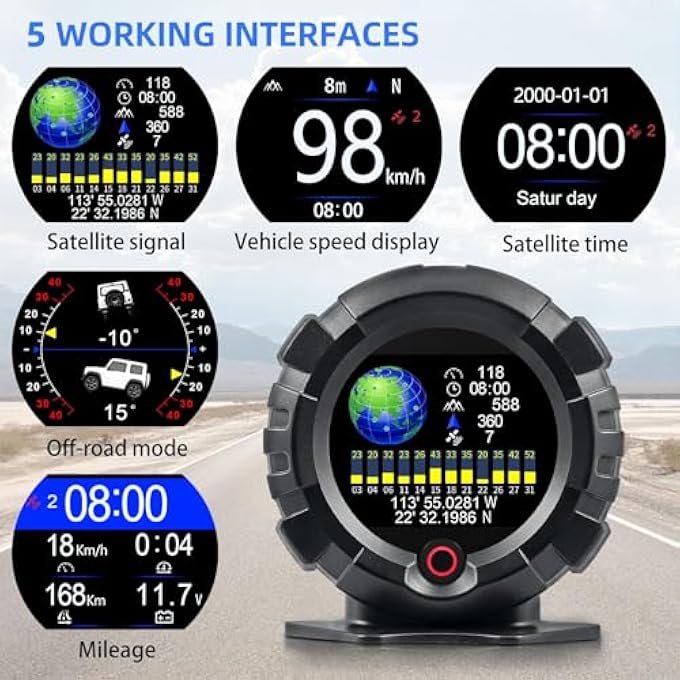 Azonee Gps Speedometer Inclinometer OffRoad Angle Meter Slope Meter Altimeter Tilt Sensor Overspeed Alarm For Car Suv 4X4 And Outdoor Adventures - Image 2