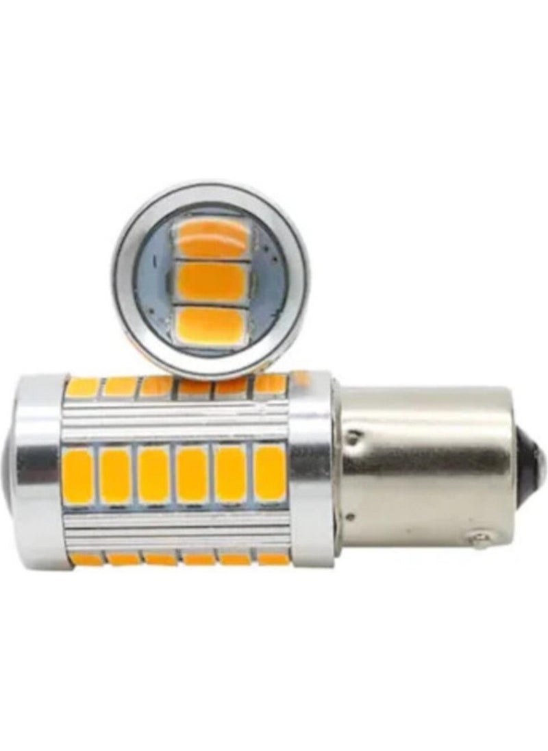 EC Shop Clskngarage Single Lampholder with Lens ORANGE33 LED Flat Nail 1156 LED Bulb & Signal  - Image 1