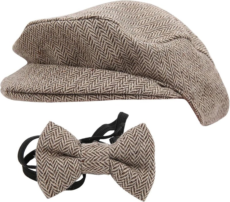 Coffee Baby Photography Props Gentleman Cap Bow Tie Set Newborn Photo Shoot - Image 1