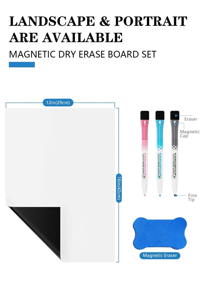 Meishida Magnetic Dry Erase White Board Sheet for Fridge , Whiteboard, 3 Pens and Eraser - Refrigerator White Board Planner & Organizer (42*30cm)  - Image 2