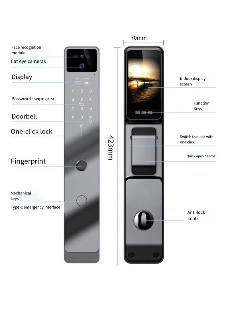 TUYA - Smart door lock equipped with a camera and supports Face ID, fingerprint, password, phone application (Tuya), card and key - S5 - Image 1