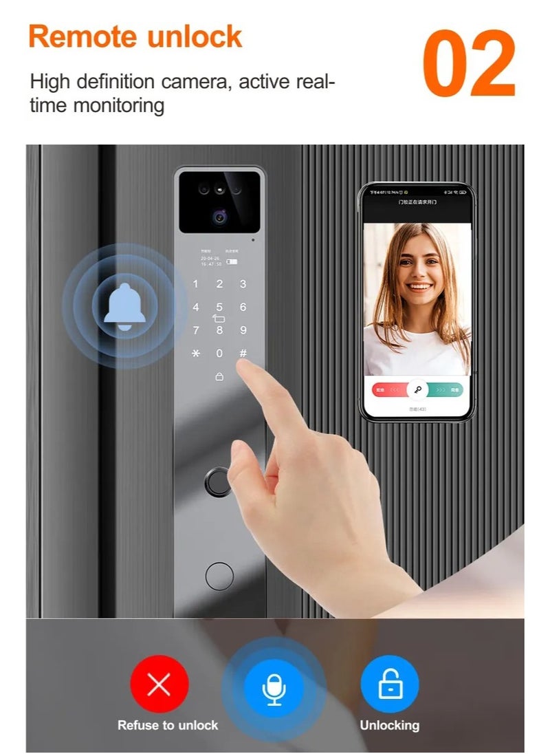 TUYA - Smart door lock equipped with a camera and supports Face ID, fingerprint, password, phone application (Tuya), card and key - S5 - Image 1