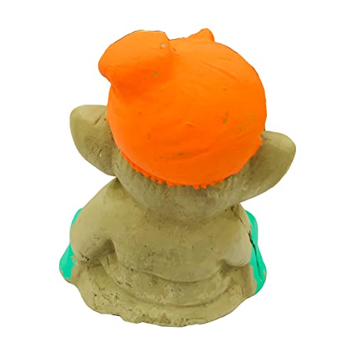 SHOPMEFAST Eco Friendly Handcrafted Clay/Mud Ganpati Murti Biodegradable Kacchi Mitti Ganesha Water Soluble Ganesh Idol for Ganpati Visarjan (H:4 Inch.Small) - Image 3