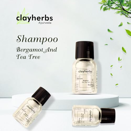 clayherbs 20ml Bulk Shampoo | Hair Wash | Hair Shampoo | Mini Travel Kit | Hotel Toiletries Kit | Hotel Kit | Guest Room Amenities | Guest House, Marriage Hall and Hospitality (Pack-100, Tea Tree and Bergamot Leaves) - Image 3