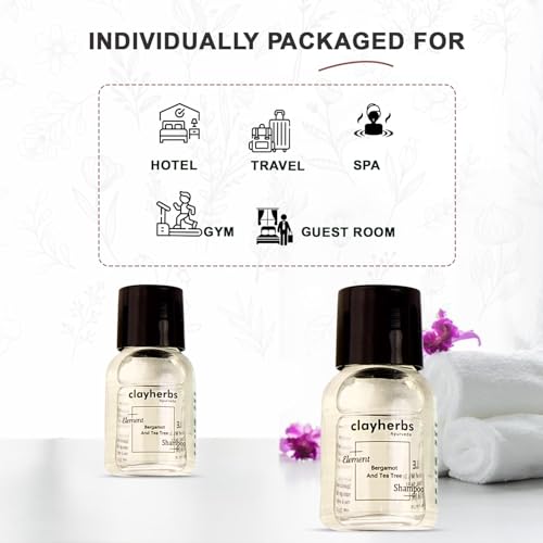 clayherbs 20ml Bulk Shampoo | Hair Wash | Hair Shampoo | Mini Travel Kit | Hotel Toiletries Kit | Hotel Kit | Guest Room Amenities | Guest House, Marriage Hall and Hospitality (Pack-100, Tea Tree and Bergamot Leaves) - Image 5