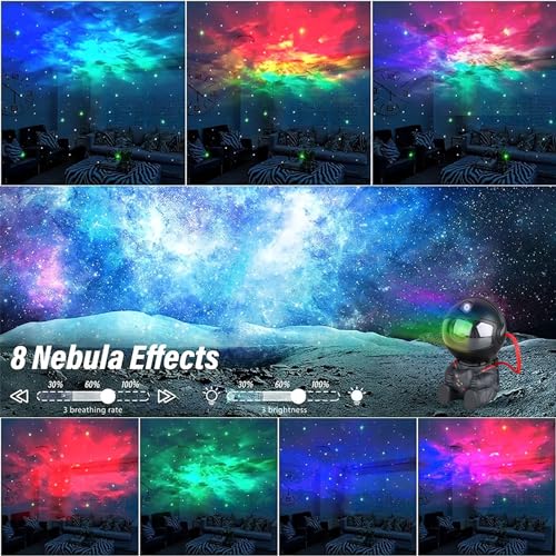 YXQUA Astronaut Star Projector, Star Projector Galaxy Light for Kids，8 Modes Remote and 270° Adjustable Led Lights for Bedroom, Girls Room Decoration, Home Theater, Ceiling, Timer(Original Black) - Image 2
