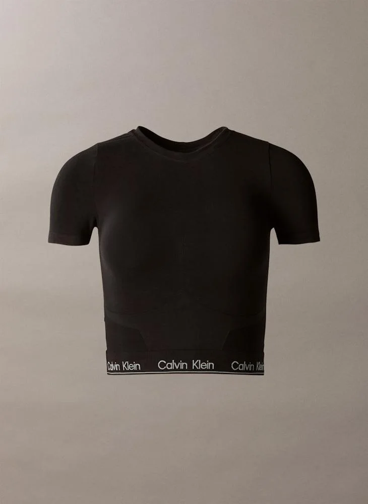 CALVIN KLEIN Logo Short Sleeve Cropped Top
