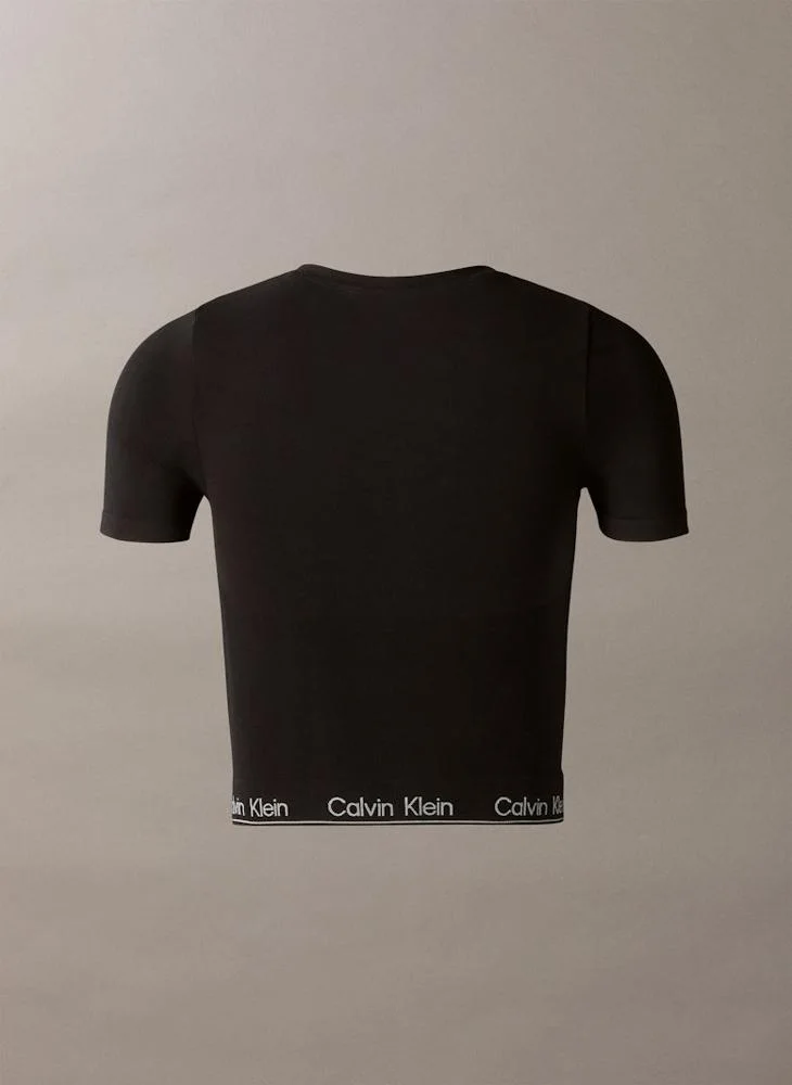 CALVIN KLEIN Logo Short Sleeve Cropped Top