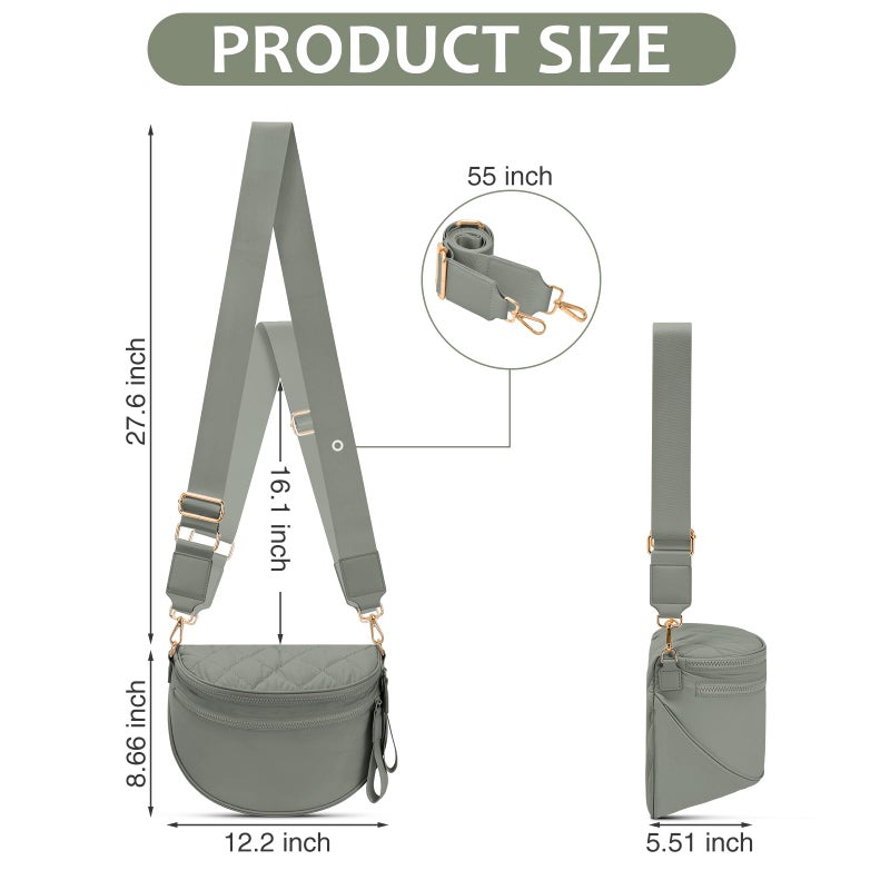 oscaurt Puffer Crossbody Bag Bum Bag for Women Spacious Cross Body Travel Purse Quilted Shoulder Handbag - Image 3