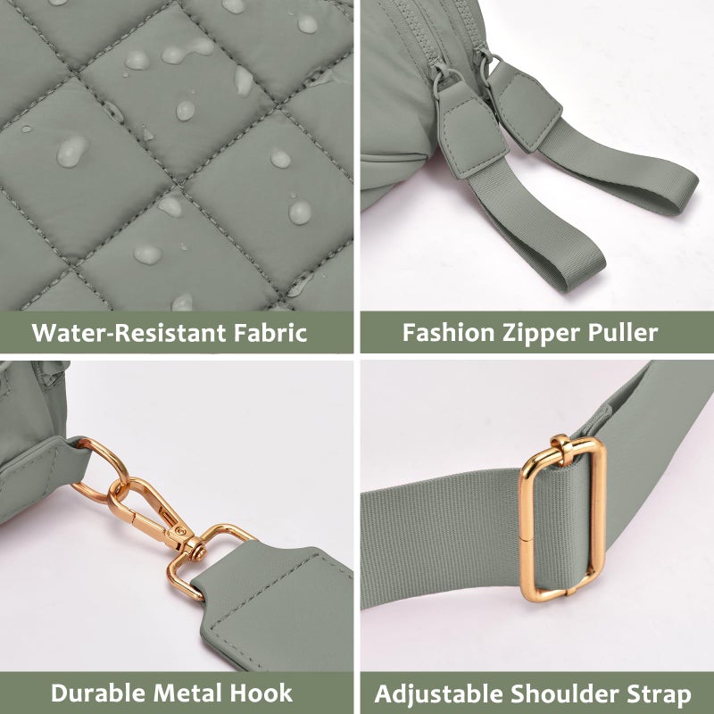 oscaurt Puffer Crossbody Bag Bum Bag for Women Spacious Cross Body Travel Purse Quilted Shoulder Handbag - Image 4