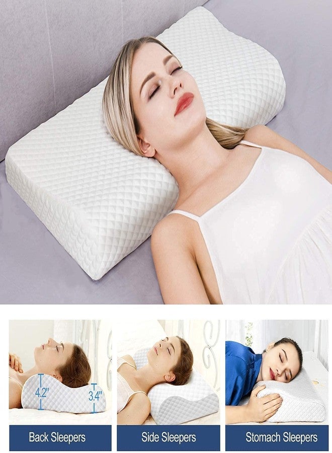 HSR Contour Memory Foam Pillow with Cooling Gel Pad and Removable Bamboo Fabric Pillow Cover - Image 2