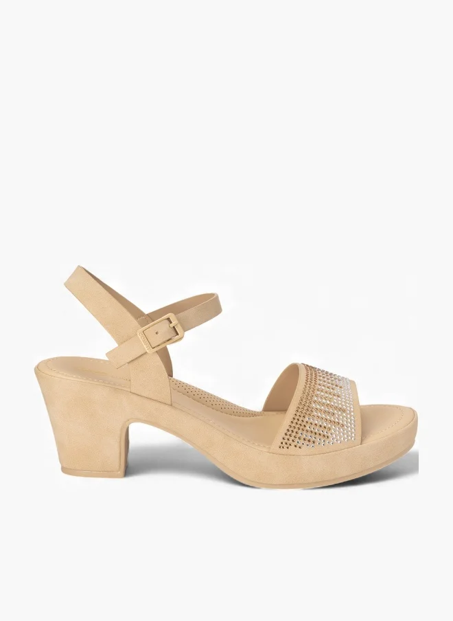 Bata Comfit Embellished Cushion Block Heel Sandals