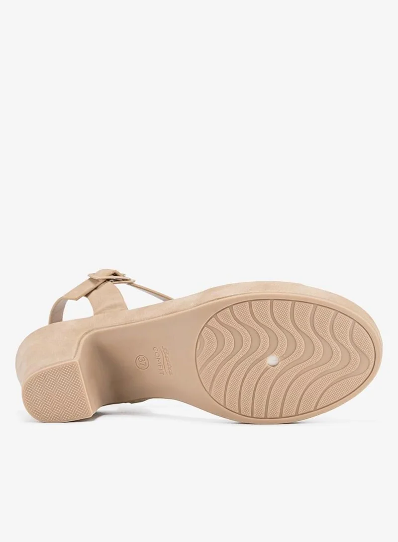 Bata beige Comfit Embellished Cushion Block Heel Sandals for Women | Best Price UAE