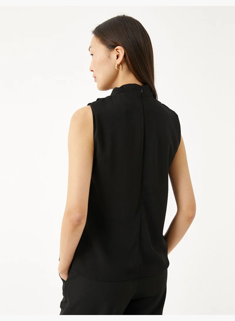 KOTON Draped Blouse High Neck Sleeveless