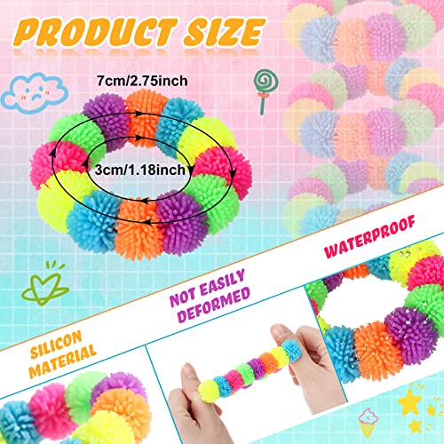 Honoson 24 Pcs Spiky Sensory Bracelet Anxiety Sensory Toys Fidget Toy Stress Relief Spiky Rings Rainbow No Latex Flexible Stretchy Wearable Toy Bracelet for Adults Kids Children - Image 5