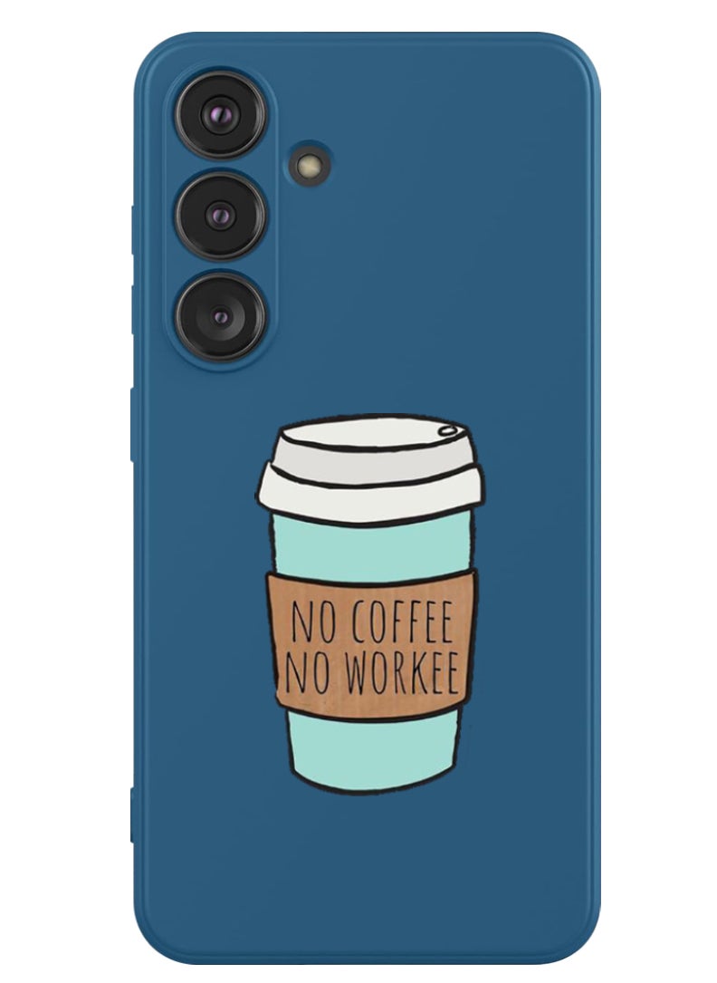 Theodor Protective Slim Fit Case Liquid Silicone Cover with Full Body Protection Anti-Scratch Shockproof Case For Samsung Galaxy S24 Plus (Blue) - No Coffee No work  - Image 1