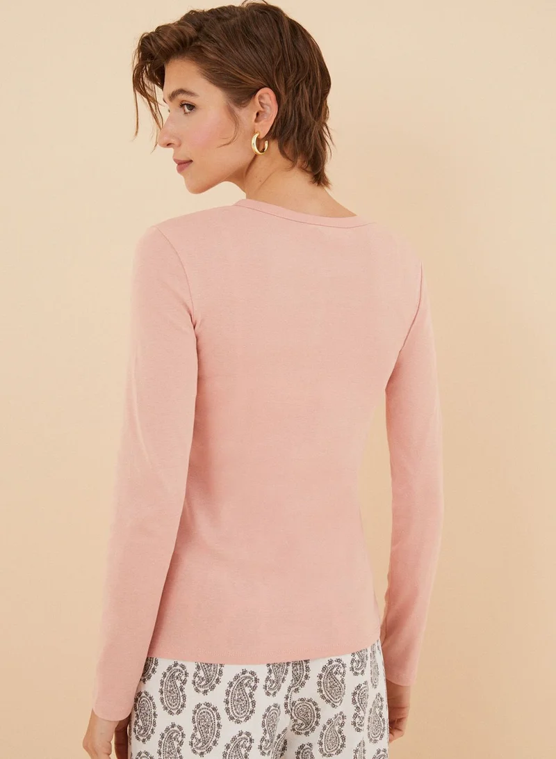 women'secret Buttoned Neck T-Shirt