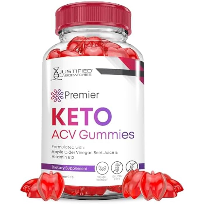 Justified Laboratories Premier Keto ACV Gummies Premier Keto Gummies Advanced 1000MG Apple Cider Vinegar Formulated with Pomegranate Beet Juice Powder B12 Vegan Non GMO 60 Gummys - Image 1